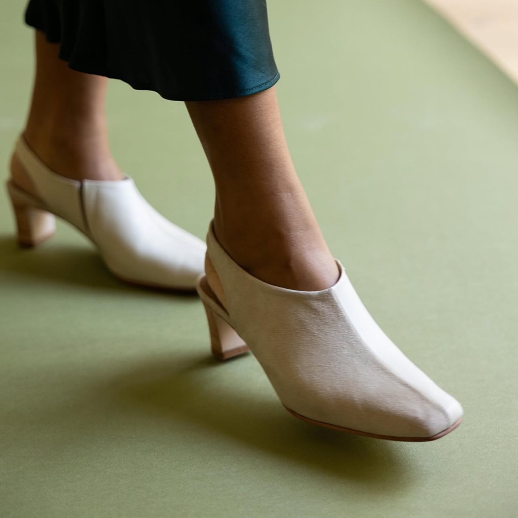 Huma Blanco Rita Split-Tone Slingback Kitten Heel Bone 40